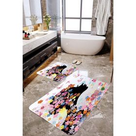 Mekta Home MKTPP-2027 60x100 50x60 cm Çiçekli Kız 2'li Banyo Paspas Takımı
