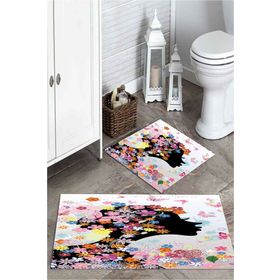 Mekta Home MKTPP-2027 60x100 50x60 cm Çiçekli Kız 2'li Banyo Paspas Takımı