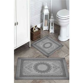 Mekta Home MKTPP-2032 60x100 50x60 cm Gri 2'li Banyo Paspas Takımı