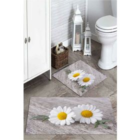 Mekta Home MKTPP-2033 60x100 50x60 cm 3 Boyutlu Papatya Desenli 2'li Banyo Paspas Takımı