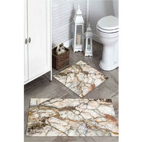 Mekta Home MKTPP-2036 60x100 50x60 cm 3 Boyutlu Mermer Taşlı 2'li Banyo Paspas Takımı