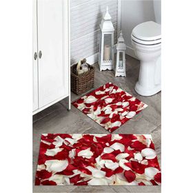 Mekta Home MKTPP-2040 60x100 50x60 cm Gül Yapraklı 2'li Banyo Paspas Takımı