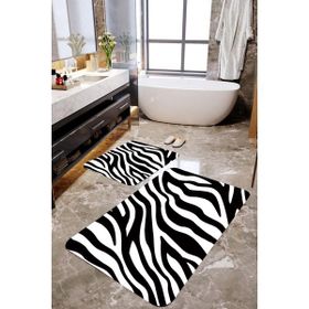 Mekta Home MKTPP-2041 60X100 50X60 Zebra Desenli 2'li Banyo Paspas Takımı