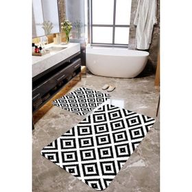 Mekta Home MKTPP-2047 60x100 50x60 cm Geometrik Desen 2'li Banyo Paspas Takımı
