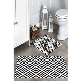 Mekta Home MKTPP-2047 60x100 50x60 cm Geometrik Desen 2'li Banyo Paspas Takımı