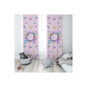 Mekta Home MKTYFP-007 Bebek ve Çocuk Odası Çiçekli ve Kelebekli Fon Perde