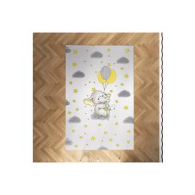 Mekta Home MKTYH-004 Bebek ve Çocuk Odası Kaydırmaz Yıkanabilir Yıldızlı Balonlu Fil Halı