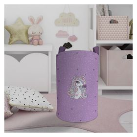 Mekta Home Mor Unicorn Desenli Bebek ve Çocuk Odası Oyuncak Sepeti