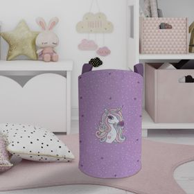 Mekta Home Mor Unicorn Desenli Bebek ve Çocuk Odası Oyuncak Sepeti