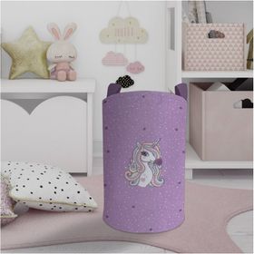 Mekta Home Mor Unicorn Desenli Bebek ve Çocuk Odası Oyuncak Sepeti