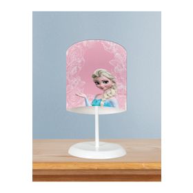 Mekta Home Motifli Elsa Desenli Pembe Bebek Odası Abajur