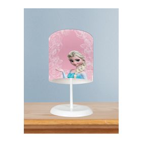 Mekta Home Motifli Elsa Desenli Pembe Bebek Odası Abajur