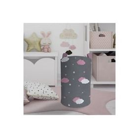 Mekta Home Pembe ve Beyaz Bulut Desenli Bebek ve Çocuk Odası Oyuncak Sepeti