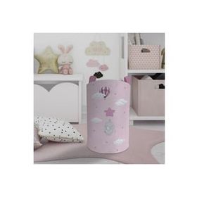 Mekta Home Pembe Yıldızlı Fil Desenli Bebek ve Çocuk Odası Oyuncak Sepeti