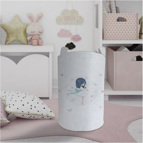 Mekta Home Prenses Kız ve Renkli Kelebek Desenli Bebek ve Çocuk Odası Oyuncak Sepeti