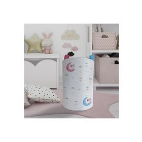Mekta Home Renkli Ay ve Tavşan Desenli Bebek ve Çocuk Odası Oyuncak Sepeti