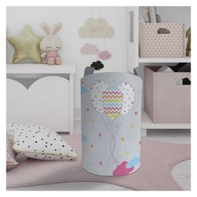 Mekta Home Renkli Bulutlu ve Balon Desenli Bebek ve Çocuk Odası Oyuncak Sepeti
