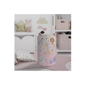 Mekta Home Safari Desenli Pembe Bebek ve Çocuk Odası Oyuncak Sepeti