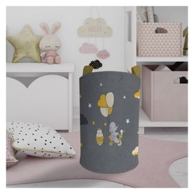 Mekta Home Sarı Bulutlu ve Bisikletli Fil Desenli Bebek ve Çocuk Odası Oyuncak Sepeti