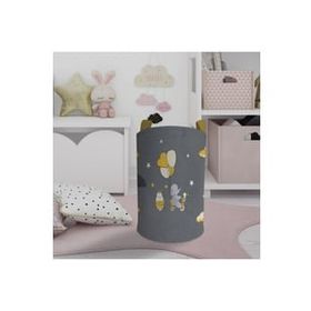 Mekta Home Sarı Bulutlu ve Bisikletli Fil Desenli Bebek ve Çocuk Odası Oyuncak Sepeti