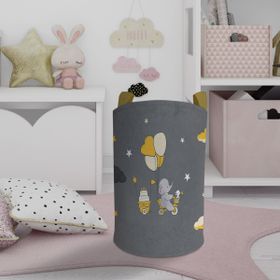 Mekta Home Sarı Bulutlu ve Bisikletli Fil Desenli Bebek ve Çocuk Odası Oyuncak Sepeti