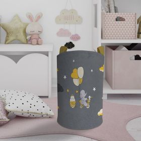 Mekta Home Sarı Bulutlu ve Bisikletli Fil Desenli Bebek ve Çocuk Odası Oyuncak Sepeti