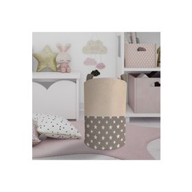 Mekta Home Sarı Gri Bulutlar Desenli Bebek ve Çocuk Odası Oyuncak Sepeti