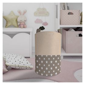 Mekta Home Sarı Gri Bulutlar Desenli Bebek ve Çocuk Odası Oyuncak Sepeti