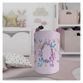 Mekta Home Seksek ve Kelebek Desenli Pembe Bebek ve Çocuk Odası Oyuncak Sepeti