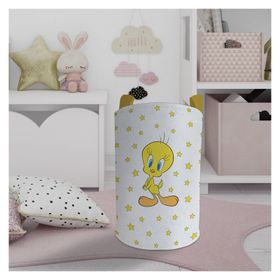 Mekta Home Seksekli Sarı Yıldız Desenli Bebek ve Çocuk Odası Oyuncak Sepeti