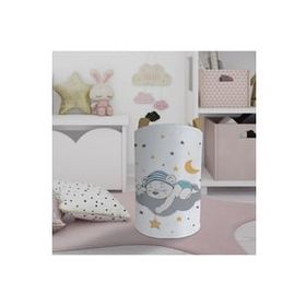 Mekta Home Sevimli Mavi Uyuyan Ayı Desenli Bebek ve Çocuk Odası Oyuncak Sepeti