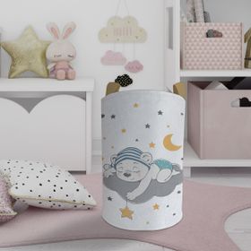Mekta Home Sevimli Mavi Uyuyan Ayı Desenli Bebek ve Çocuk Odası Oyuncak Sepeti