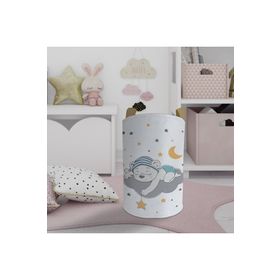 Mekta Home Sevimli Mavi Uyuyan Ayı Desenli Bebek ve Çocuk Odası Oyuncak Sepeti