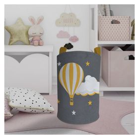 Mekta Home Uçan Balon ve Bulut Desenli Gri Bebek ve Çocuk Odası Oyuncak Sepeti