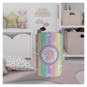 Mekta Home Unicorn Renkli Desenli Bebek ve Çocuk Odası Oyuncak Sepeti