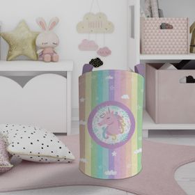 Mekta Home Unicorn Renkli Desenli Bebek ve Çocuk Odası Oyuncak Sepeti