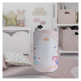 Mekta Home Unicorn ve Elmas Desenli Bebek ve Çocuk Odası Oyuncak Sepeti