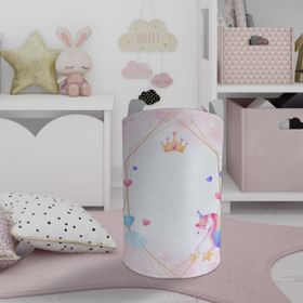 Mekta Home Unicorn ve Elmas Desenli Bebek ve Çocuk Odası Oyuncak Sepeti