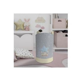 Mekta Home Yıldız ve Ayıcık Desenli Sarı Çizgili Bebek ve Çocuk Odası Oyuncak Sepeti