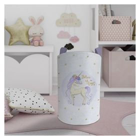 Mekta Home Yıldızlı Mavi Unicorn Desenli Bebek ve Çocuk Odası Oyuncak Sepeti