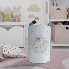 Mekta Home Yıldızlı Mavi Unicorn Desenli Bebek ve Çocuk Odası Oyuncak Sepeti
