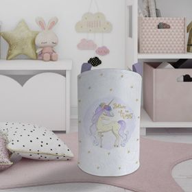 Mekta Home Yıldızlı Mavi Unicorn Desenli Bebek ve Çocuk Odası Oyuncak Sepeti