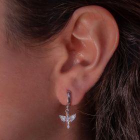 Melek Figürlü Sallantılı 925 Ayar Gümüş Küpe
