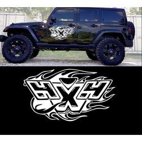 Melek Pazarı Alevli 4x4 off Road Beyaz 30x17 cm Oto Sticker