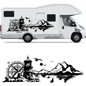 Melek Pazarı Deniz Feneri Manzara S1364 Siyah 180x60 cm Oto Sticker