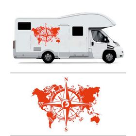 Melek Pazarı S1322 Dünya Pusula off Road Kırmızı 60x46 cm Oto Sticker