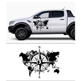 Melek Pazarı S1322 Dünya Pusula off Road Siyah 60x46 cm Oto Sticker