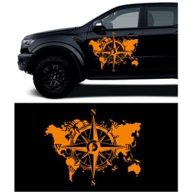 Melek Pazarı S1322 Dünya Pusula off Road Turuncu 120x93 cm Oto Sticker