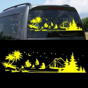 Melek Pazarı S1738 Kampçı Ayı Çadır Kampı Sarı 160x44 cm Oto Sticker