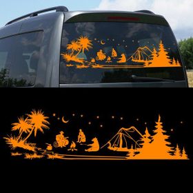 Melek Pazarı S1738 Kampçı Ayı Çadır Kampı Turuncu 120x33 cm Oto Sticker